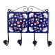Navy Blue White Floral Tiles Hooks